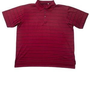 Adidas Burgundy Short Sleeve Striped Polo Shirt